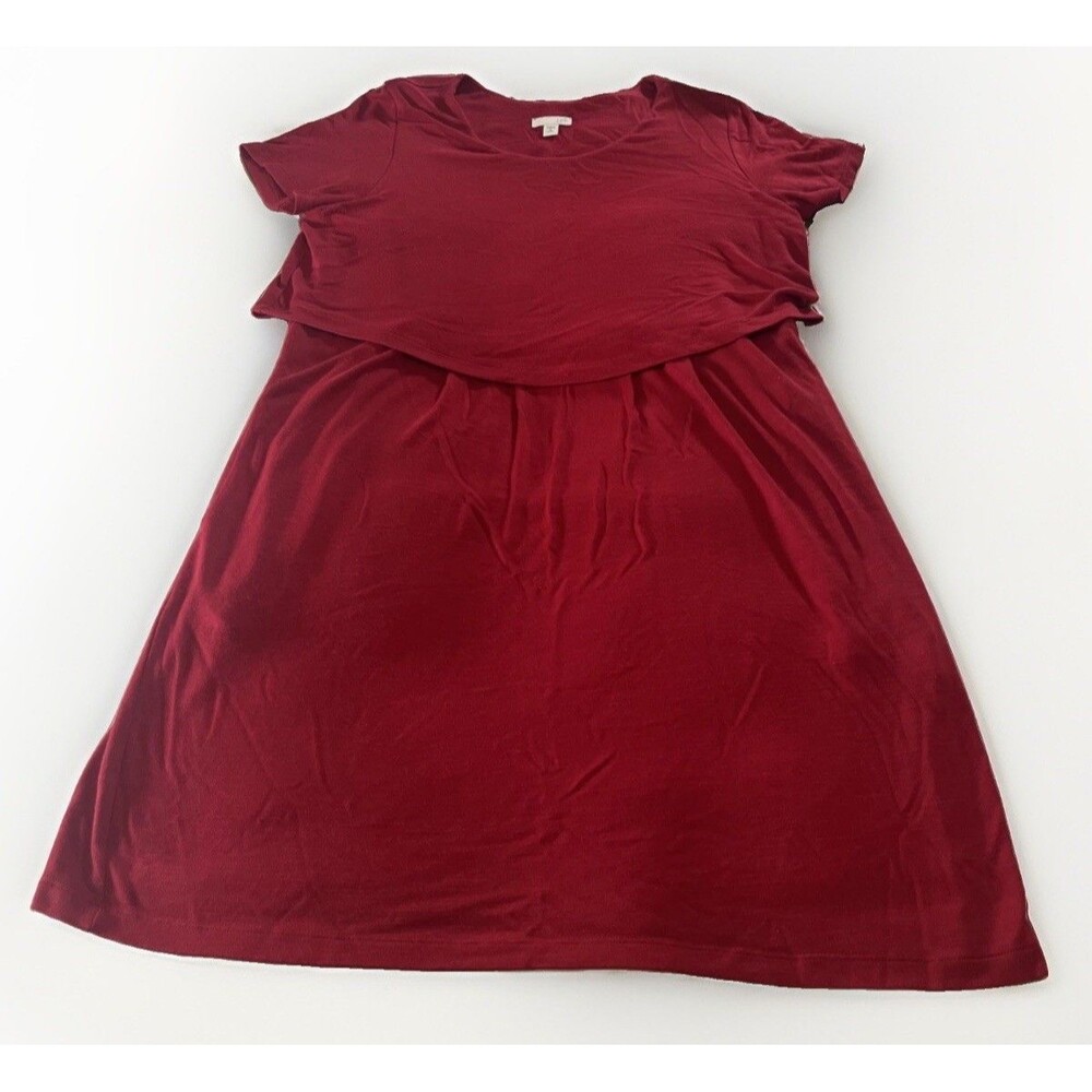 J.Jill Two Layer Button Back Stretchy Soft Dress Medium Petite Red